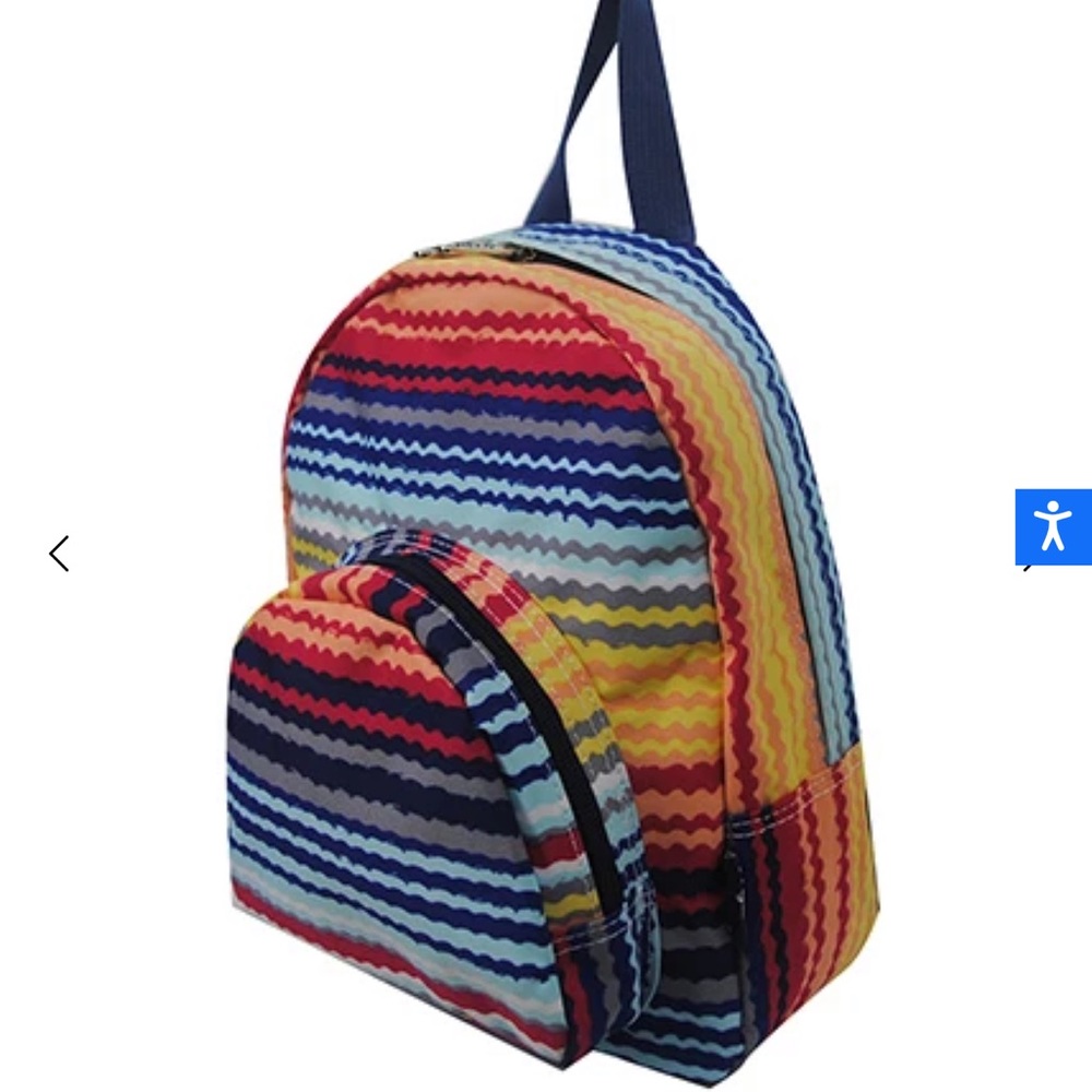 Retro rainbow canvas mini backpack